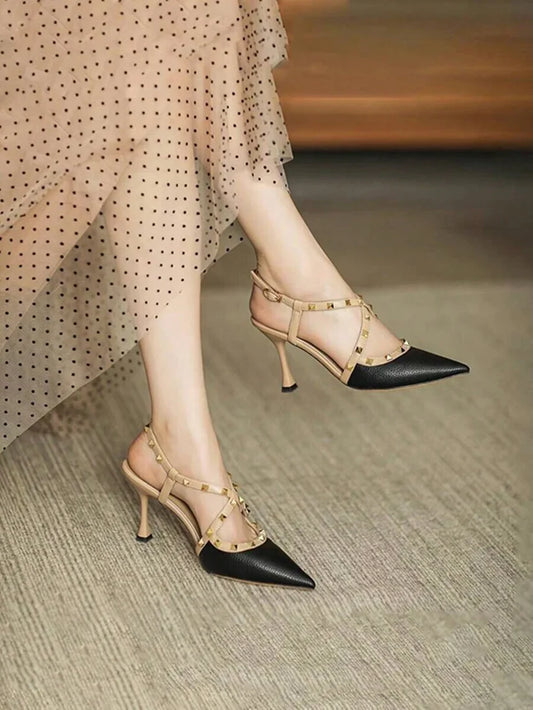 ELANZA CHARCOAL GLAMSTRAP HEELS