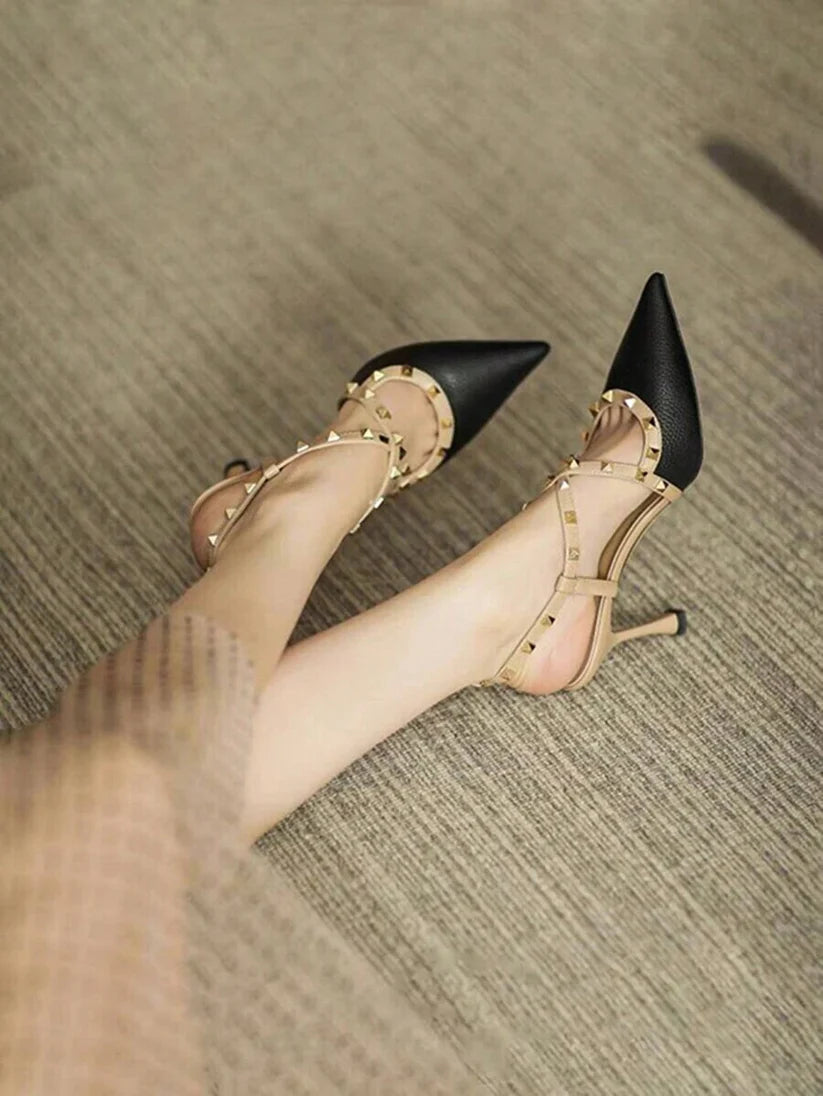 ELANZA CHARCOAL GLAMSTRAP HEELS